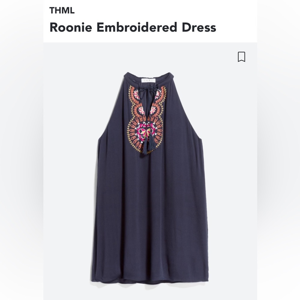 Beautiful Embroidered Dk Blue Dress Size Medium
